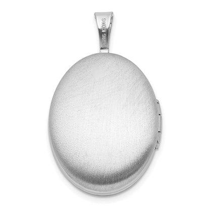 Sterling Silver Rhodium-plated Diamond 19mm Angel Oval Locket