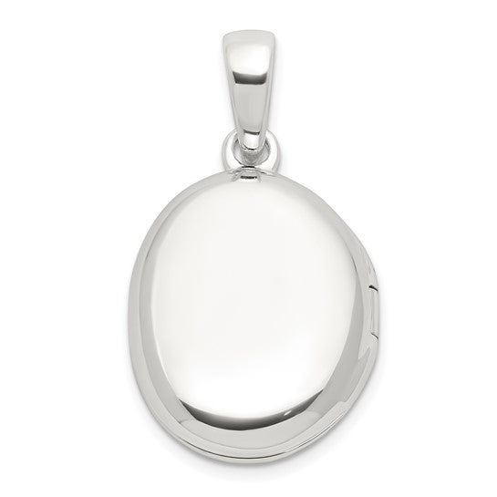 Sterling Silver E-coated CZ 18.5mm Oval Locket