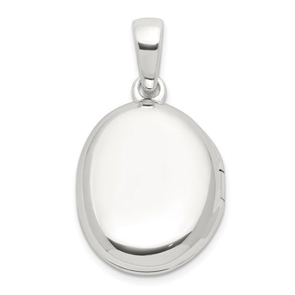 Sterling Silver E-coated CZ 18.5mm Oval Locket