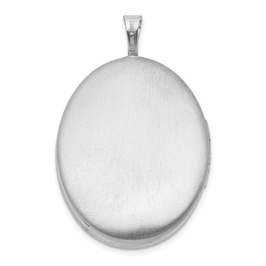 Sterling Silver Rhodium-plated Polished Filigree 26mm Oval Locket