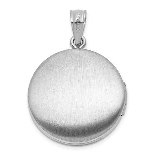 Sterling Silver Rh-plated Diamond 20mm Mom Moon/Stars Round Locket