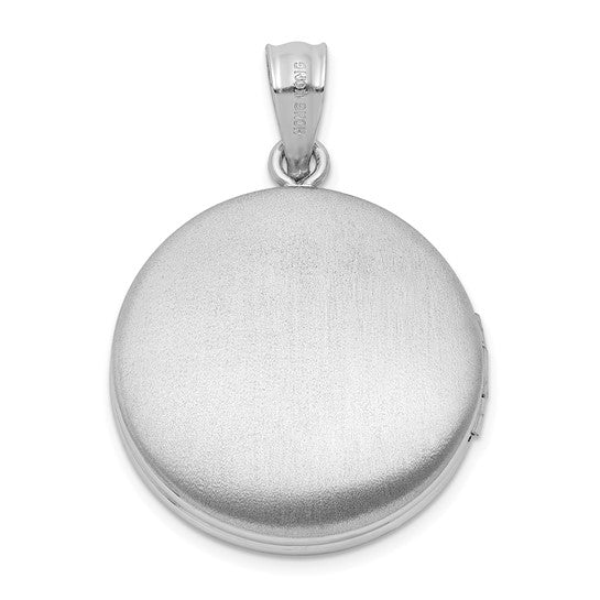 Sterling Silver Rhodium-plated 20mm Floral Filigree Round Locket