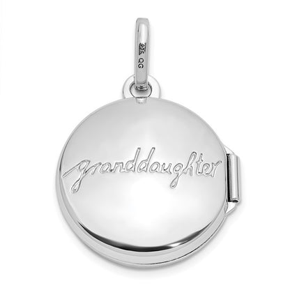 SS Rhodium-plated Floral 16mm Granddaughter Reversible Round Locket