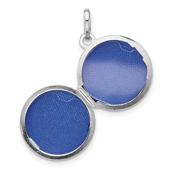 SS Rhodium-plated Floral 16mm Granddaughter Reversible Round Locket