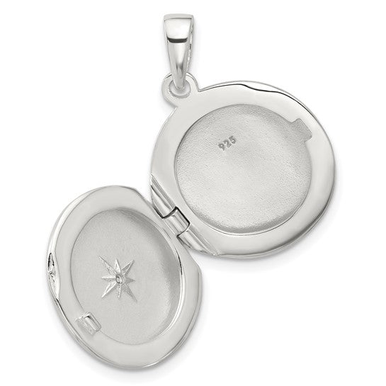 Sterling Silver E-coated CZ 19mm Round Locket