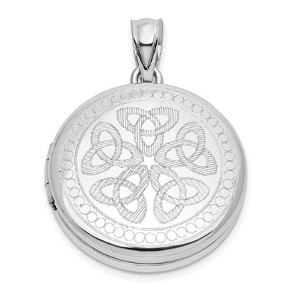 Sterling Silver Rhodium-plated Celtic Knots 20mm Round Locket