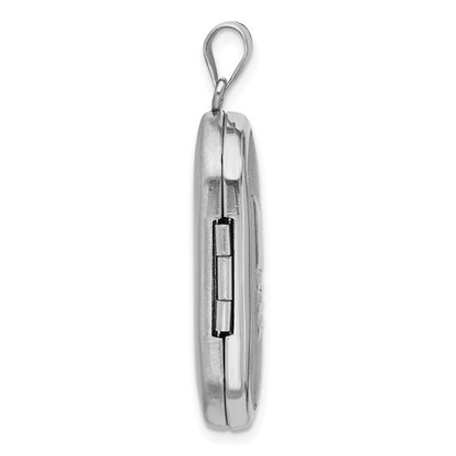 Sterling Silver Rh-plated Satin/Polished Epoxy Flag 30x19mm Locket