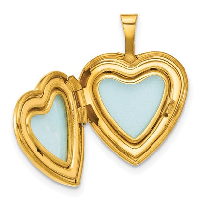 1/20 Gold Filled Polished and Textured Diamond 16mm Floral Heart Locket