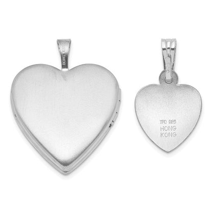 Sterling Silver RH-plated I LOVE YOU... 20mm/12mm Locket/Pendant Set