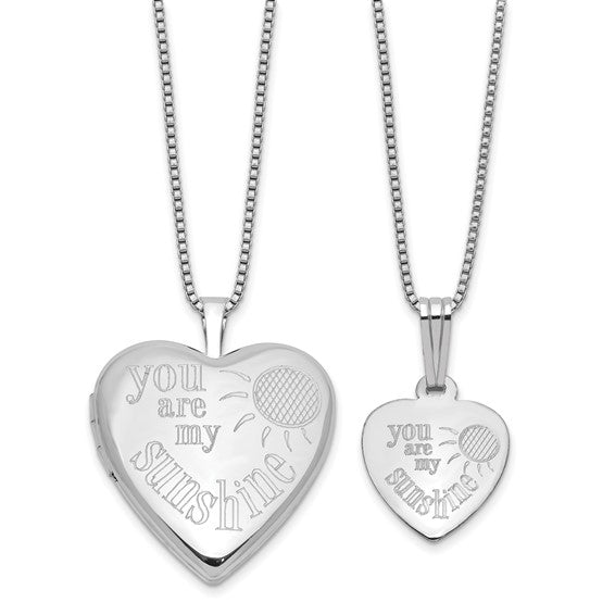 Sterling Silver RH-plated YOU ARE MY... 20mm/12mm Locket/Pendant Set