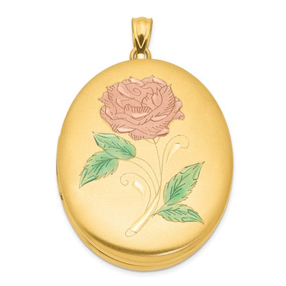 1/20 Gold Filled 34mm Enameled Flower Oval Locket