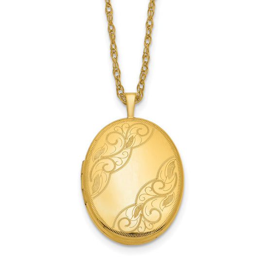 1/20 14K Gold Filled 26mm Swirled Oval Locket Necklace