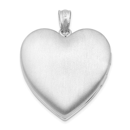 Sterling Silver Rhod-plated 24mm with Diamond Star Design Heart Locket