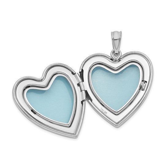 Sterling Silver Rhod-plated 24mm with Diamond Star Design Heart Locket