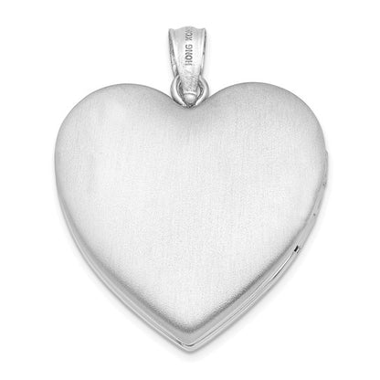 Sterling Silver Rhodium-plated 24mm Polished Swirl Heart Locket