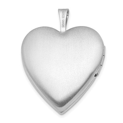 Sterling Silver Rhodium-plated 20mm Swirl Design Heart Locket