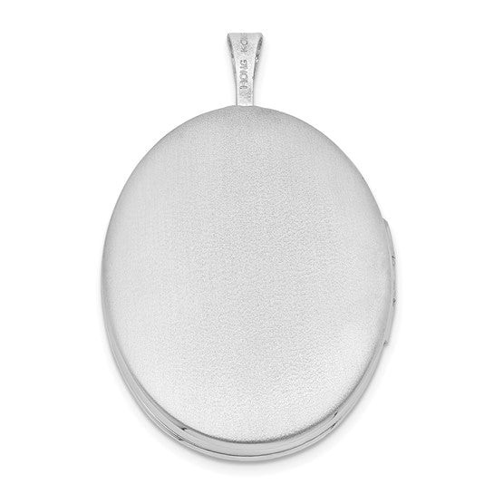 Sterling Silver Rhodium-plated 26mm Mother and Baby Oval Locket