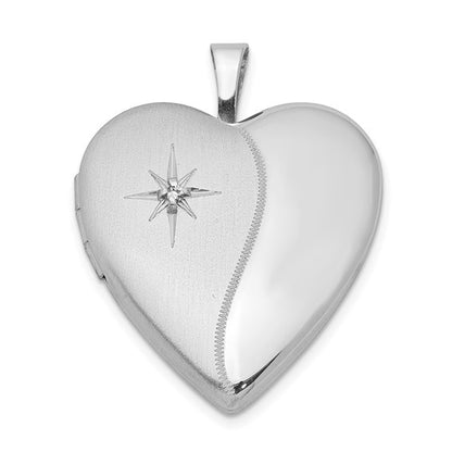Sterling Silver Rhodium-plated 20mm with Diamond Star Heart Locket