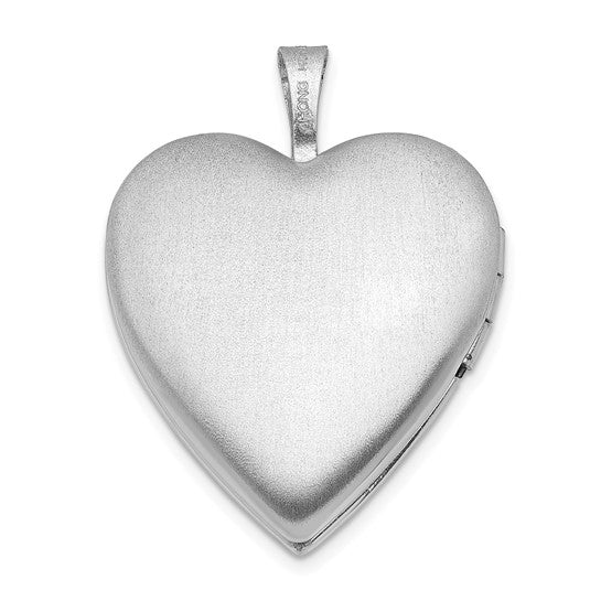 Sterling Silver Rhodium-plated 20mm Swirl and Polished Heart Locket