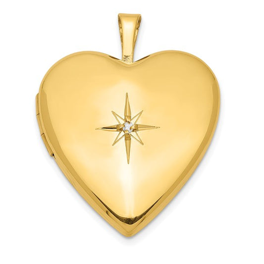 Sterling Silver Gold-plated Diamond Star 20mm Heart Locket