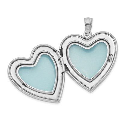 Sterling Silver Rhodium-plated 24mm D/C Cross Heart Locket