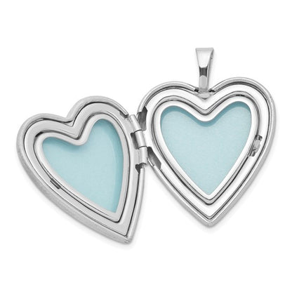 Sterling Silver Rhod-plated 20mm Satin/Polished D/C Butterfly Heart Locket