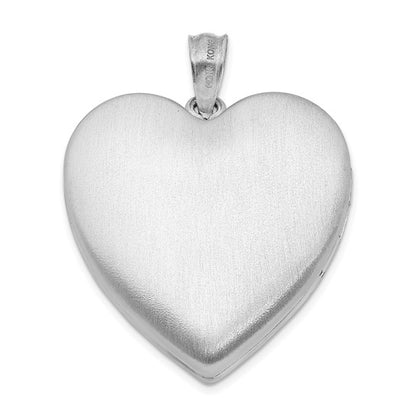 Sterling Silver Rhodium-plated 24mm D/C Heart Locket