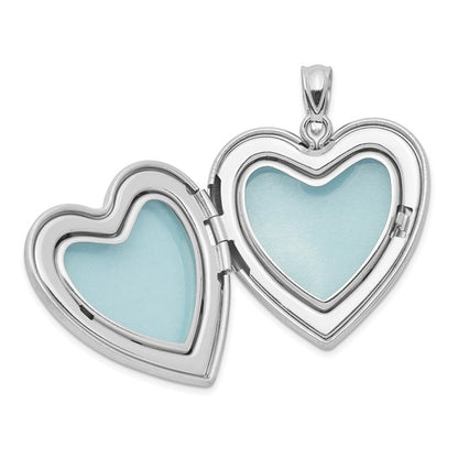 Sterling Silver Rhodium-plated 24mm D/C Heart Locket