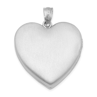 Sterling Silver Rhodium-plated and Diamond 24mm D/C Heart Locket