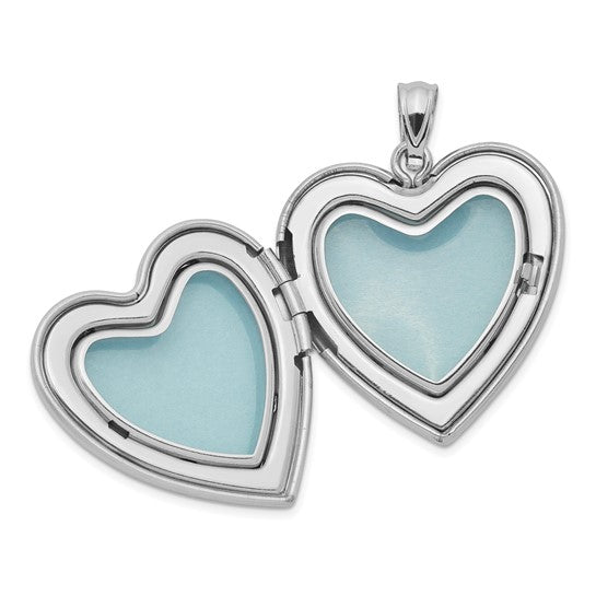 Sterling Silver Rhodium-plated and Diamond 24mm D/C Heart Locket