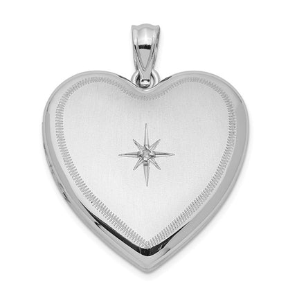 Sterling Silver Rhodium-plated and Diamond 24mm D/C Heart Locket