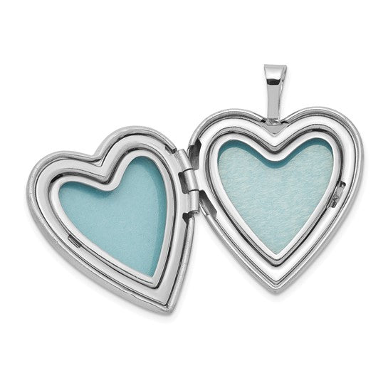 Sterling Silver Rhod-plated 20mm D/C and Enameled Mom Rose Heart Locket