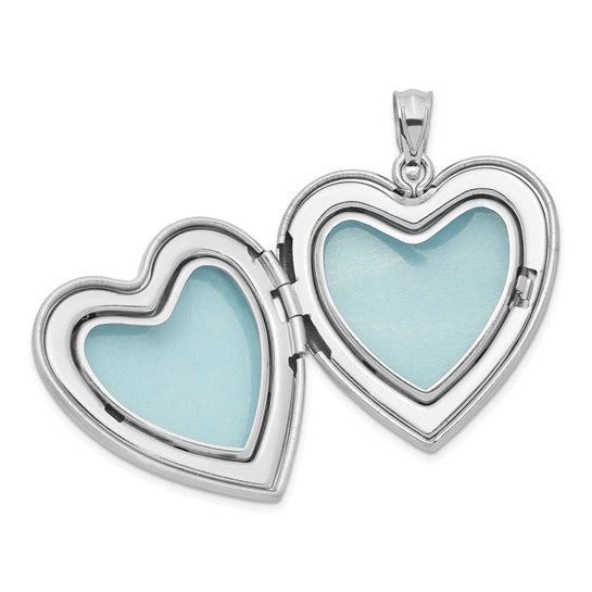 Sterling Silver Rhodium-plated 24mm Enameled and D/C Grandma Heart Locket