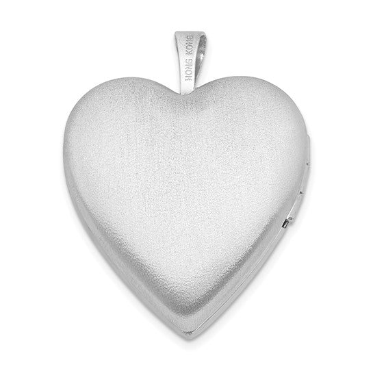 Sterling Silver Rhodium-plated 20mm D/C Grandma Heart Locket