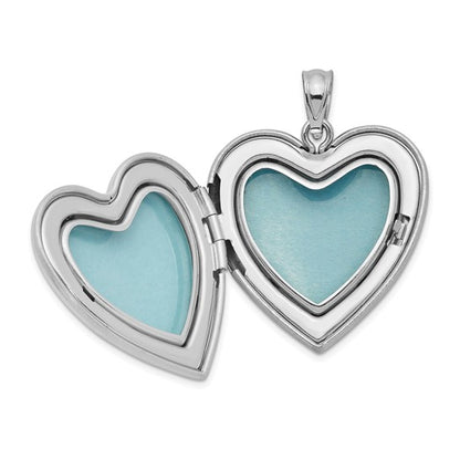 Sterling Silver Rhodium-plated 24mm Satin Enameled and D/C Rose Locket