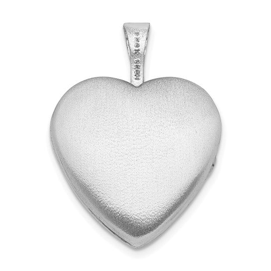 Sterling Silver Rhodium-plated 16mm Enameled and D/C Love Heart Locket