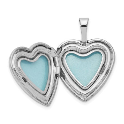 Sterling Silver Rhodium-plated 16mm Enameled and D/C Love Heart Locket