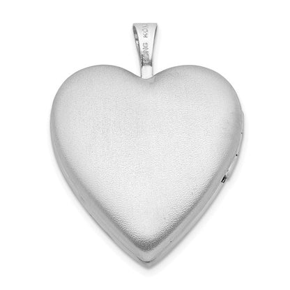 Sterling Silver Rhod-plated Polished/Satin 20mm Forever in my Heart Locket