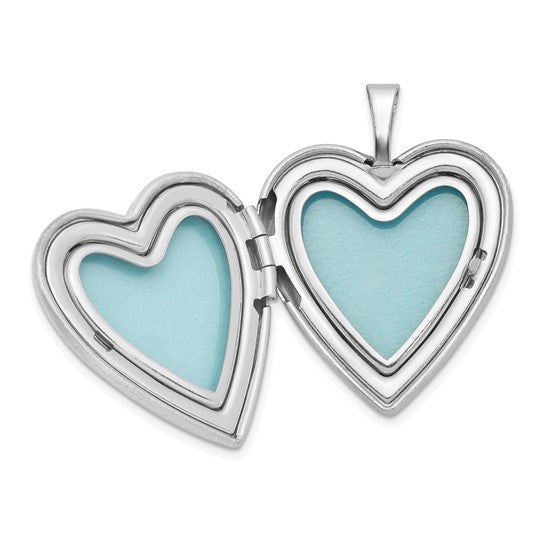 Sterling Silver Rhodium-plated 20mm D/C and Enameled Love Heart Locket