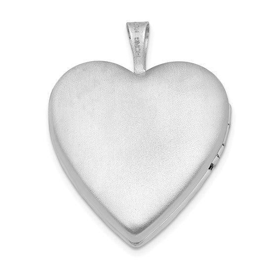 Sterling Silver Rhodium-plated 20mm D/C Heart Locket