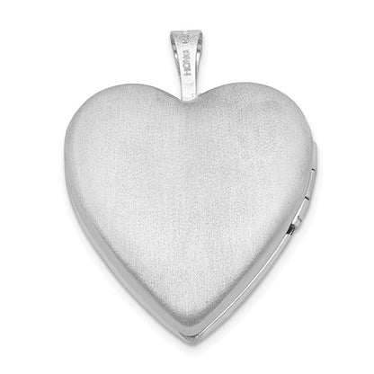 Sterling Silver Rhodium-plated 20mm Floral Border Heart Locket