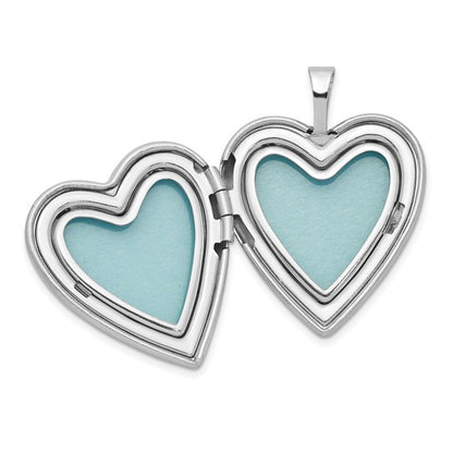 Sterling Silver Rhodium-plated 20mm Floral Border Heart Locket