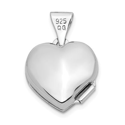 Sterling Silver Rhodium-plated and Diamond 20mm D/C Heart Locket