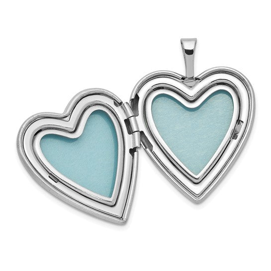 Sterling Silver Rhodium-plated Polished and Satin Enameled Butterfly Heart 18in Locket Necklace and 14in Pendant Necklace Set