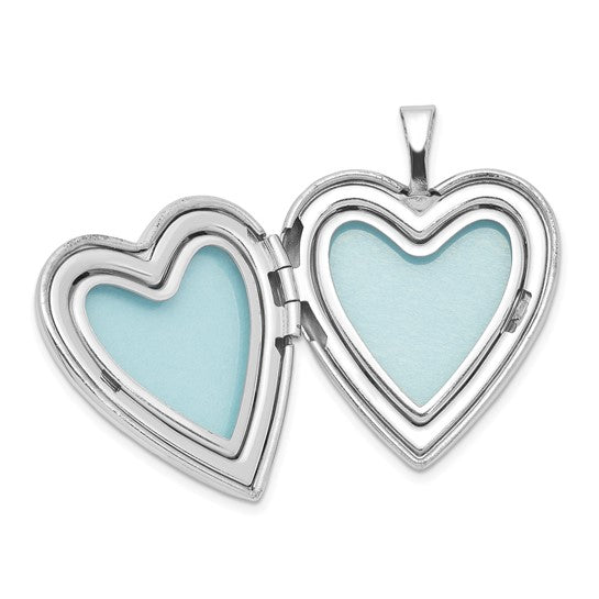 Sterling Silver Rhodium-plated Polished and Satin Hand and Hearts Mother/Daughter Locket and Pendant Necklace Set