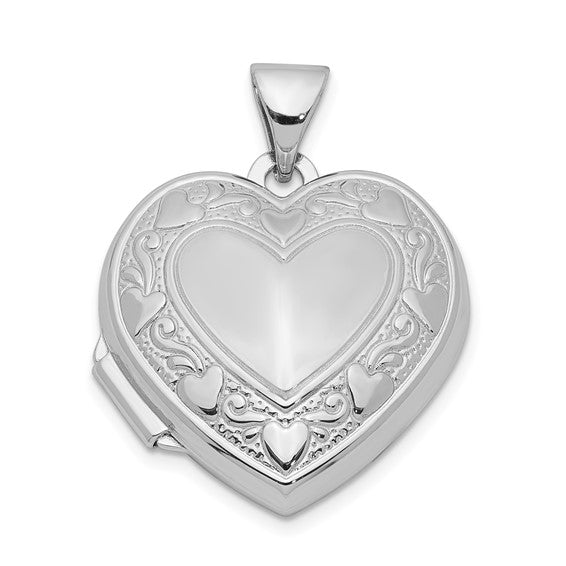 Sterling Silver Rhodium-plated Heart Locket