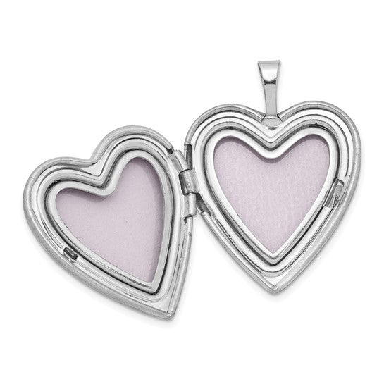 Sterling Silver Rhodium-plated Polished and satin Butterfly Heart 18in Locket Necklace and 14in Pendant Necklace Set