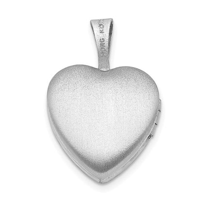 Sterling Silver Rhodium-plated and Diamond Star Polished 12mm Heart Locket