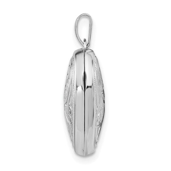 Sterling Silver Rhodium-plated Scrolled Reversible Heart Locket