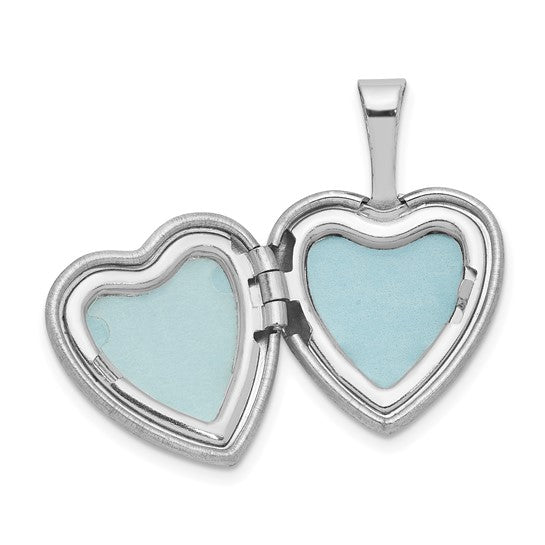 Sterling Silver Rhodium-plated Butterflies 12mm Heart Locket